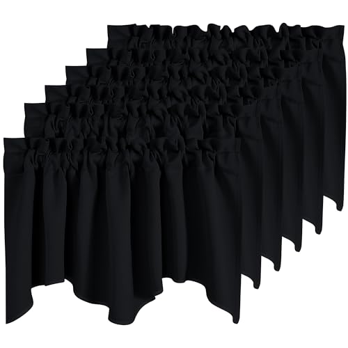 NICETOWN Camper Curtains for Windows - Black Blackout Valances for Kitchen Set 6 Panels Short Small Topper Valence Curtains for Living Room Bedroom Ba