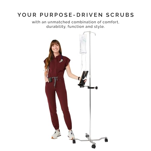 FIGS Women's Rafaela Cargo Jogger Scrubjumpsuit - Burgundy L