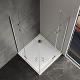 IMPTS Duschkabine 75x90x195 CM Eckeinstieg Falttür Duschtüren mit Diagonalen...