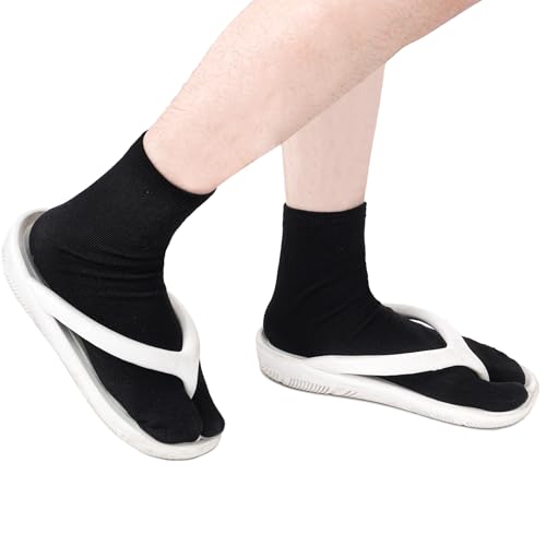 6 Pairs Flip Flop Socks Cotton Tabi Split Toe Socks Sandal Socks for Men Women, 3 Colors4