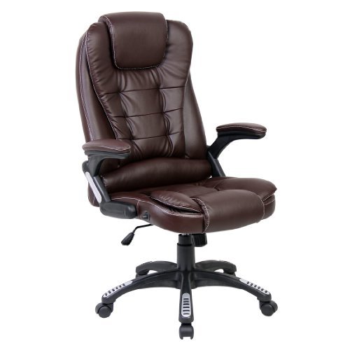 More4Homes RIO BROWN LUXURY RECLINING EXECUTIVE HIGH BACK OFFICE DESK CHAIR FAUX LEATHER SWIVEL