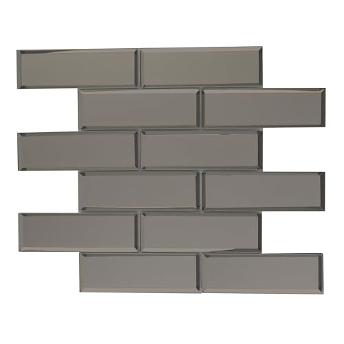 MSI Champagne Beveled Glass Subway Kitchen Backsplash, Bathroom, Accent, Shower Wall x 11.73 in. Mesh-Mounted Mosaic Tile (9.6 sq. ft, 2 x 6, Gray, 9 Square Feet by MSI - Image 7