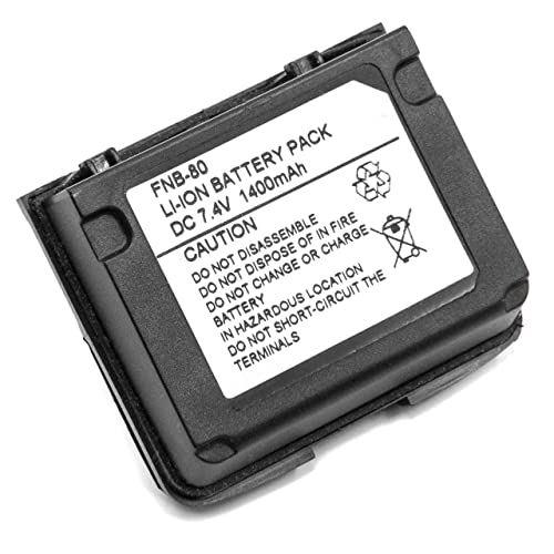 vhbw Battery Replacement for Yaesu/Vertex FNB-58, FNB-58Li, FNB-80, FNB-80Li for Radio, Walkie-Talkie (1400mAh, 7.4V, Li-Ion)