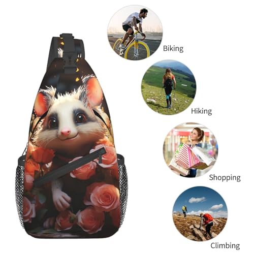 Bolso Sling para Mujer y Hombre con Diseño Opossum y Rosas miniatura 5