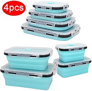 Plastic Food Storage Containers With Lids -4PC Silicone Collapsible BPA Free Lunch Box