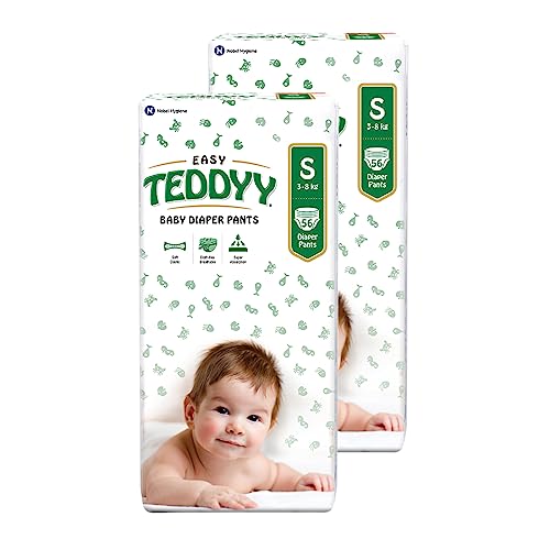 Image of TEDDYY Easy Baby S Size Diaper Pant Style |102 Count (Small) | 3-8 kg (Pack of 6) | Long Protection Hours | Anti-Bacterial | Airy Breathable Fit | Rapid Soaker Channels with Wetness Indicator