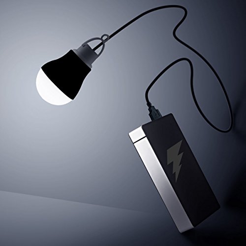 [2-Pack] Kobra Usb Led Light Bulbs For Camping, Emergency, And Night Light - 5W 40" Wire (Black) #TOP1