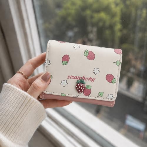 Image of Valerie Wallets for Women Leather Cute RFID Blocking Small Bifold Wallet with Zipper Coin Purse for Girls and Ladies Women's Wallet (Strawberry Pink)