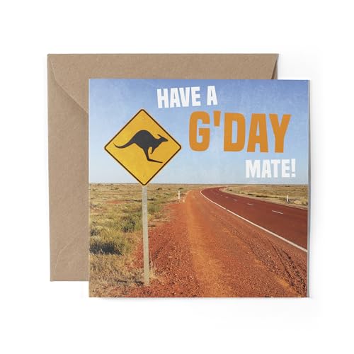 1 tarjeta de felicitación de Australia – Australia G'day Mate cumpleaños mapa bandera viaje Gap Year Holiday Landmarks Oz Student Celebration #81598