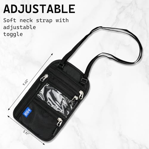 Neck Wallet Passport Holder for Men Women RFID Blocking Water Resistant Hidden Travel Pouch with Adjustable Strap Holds Phone Cards Cash (black) by CXBBFUR - Image 6