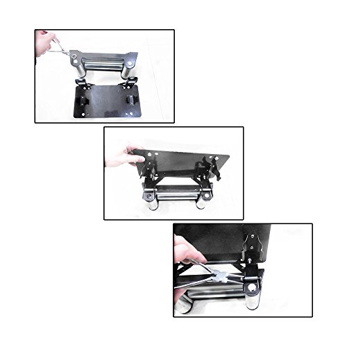 Astra Depot Black Stainless Steel Flip-Up Winch Roller Fairlead 8 3/4" Mount License Plate Holder Bracket R (Mounting Space: 22.5Cm) #TOP1