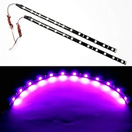 SOCAL-LED LIGHTING 30cm 12" Purple Flexible LED Strips High Power Bright 5050 12 SMD Car DRL Under Dash Accent Light, Waterproof, Cuttable, Pack of 2