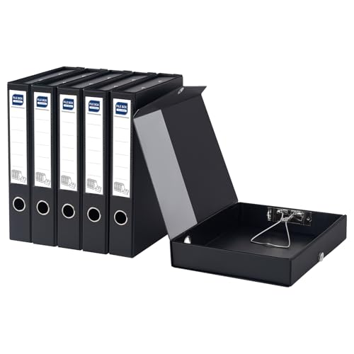 POERMA Lot de 6 Boîtes de Classement A4, Dos de 50 mm, Noir