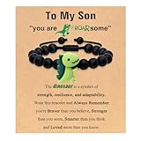 Artlunar Graduation Gifts for Son Grandson Nephew Brother To My Son Dinosaur Bracelet Braided Cord Adjustable Bracelet Graduation Easter Christian Baptism Gifts