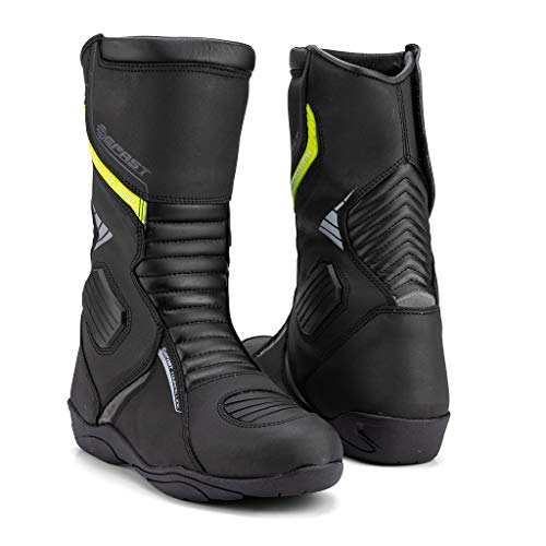 Bottes de moto touring noires en microfibre protection cheville