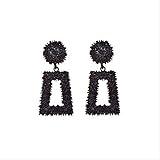Tipo de Pendiente: Pendientes Pendientes Holiday Ethnic Pendientes grandes con flecos Borla Vintage Hecho a mano Granos de resina amarilla Pendientes   llamativos Fiesta Cuelga Pendientes colgantes Regalo F45904 negro