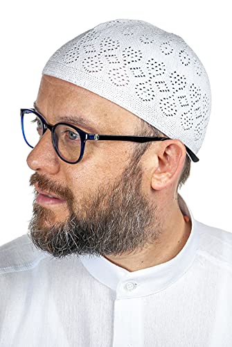 ihvan online Gorros turcos musulmanes Kufi para hombre, Taqiya, Takke, Peci, gorras islámicas, regalos islámicos, tamaño estándar, Blanco, talla única