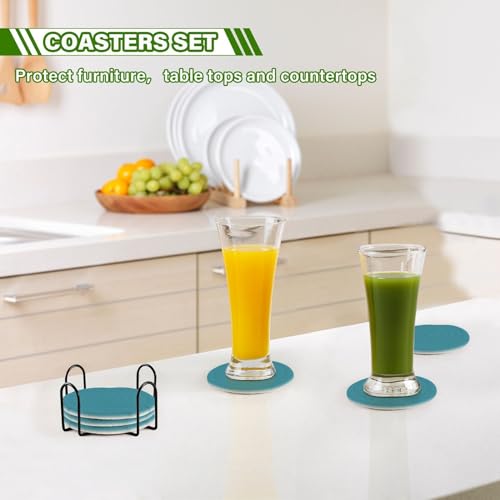 Dessous de verre Saxe bleus absorbants rustiques pour protection de table - 8