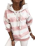 Minetom Felpe Tumblr Ragazza Felpe con Cappuccio Donna Elegante Sportive Invernali Tumblr Felpa Ragazze Felpa A Righe a Maniche Lunghe A Rosa S