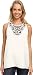 Vince Camuto Women's Sleeveless High Low Hem Blouse with Neck Embroidered