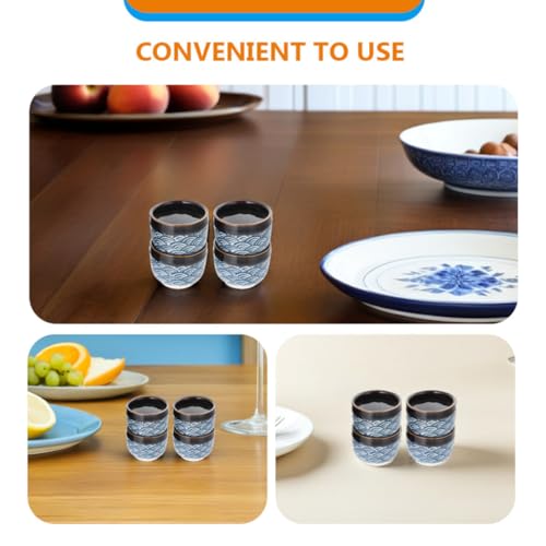 CAXUSD Set of 4 Japanese Ceramic Sake Cups – Traditional Black Tea Glasses with 35ml Capacity, Easy to Clean for Home Dining and Entertaining - Image 8