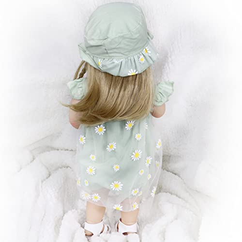 JRLCGYP 22 Inch Lifelike Reborn Girl Baby Dolls, Realistic Silicone Full Body Newborn Baby Doll, Look Real Girl with Accessories, Weighted Soft Toy Gift for 3+