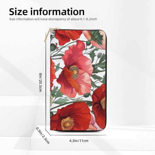 Poppy Flower Pattern Art Printed Long Wallet for Women Men Cute Coin Purse with Card Holder4