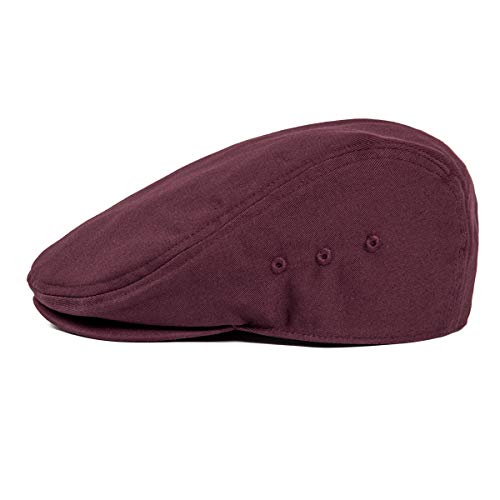 Jangoul Men Ivy Cap Cotton Twill Newsboy Flat Cap (Burgundy, 7 1/8) #TOP1