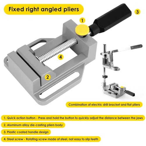 Image of MLD Drill Stand with Adjustable Drill Press Vice Clamp for Hand Drill Bench Clamp Drill Press Floor Table Stand | Drill Machine not including (Matrial-Metal,Color-Multi) (Drill Stand With Vise)
