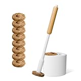 TUSHY Toilet Brush 2.0 Set | with Cleanser-Infused Pads and Holder | Disposable Planet Friendly Refills | Includes 8 Lemon and Tea Tree Coconut Husk Scrubbing Pads