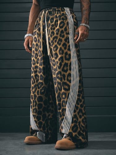 Jogger Sweatpants for Men Color Block Wide Leg Drawstrings Casual Cargo Joggers Pants with Pockets2