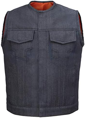 Nesko Sports Cut off Blue/Black Denim Mens Womens Vest Waiscoat (Black, 2XL)