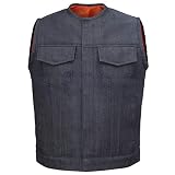Nesko Sports Cut off Blue/Black Denim Mens Womens Vest Waiscoat (Black, 2XL)