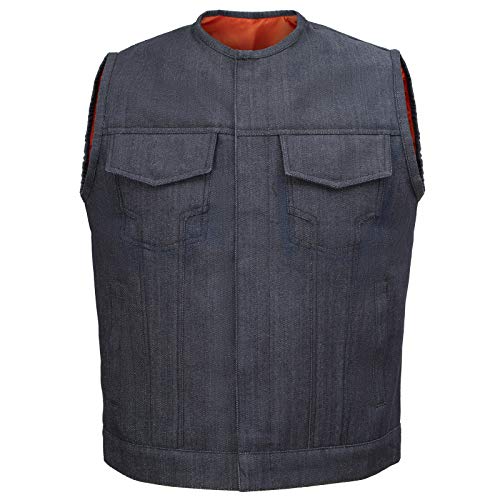 Nesko Sports Cut Off Blue/Black Denim Mens Womens Vest Waiscoat (Black, 2Xl) #TOP15