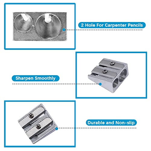 Houdian Metal Pencil Sharpener With Twin Hole, Portable Mini Pencil Sharpener For Colored Graphite Pencils, Crayon Sharpener, Home School Office Stationery Sharpener, Pack Of 5, Silver #TOP4