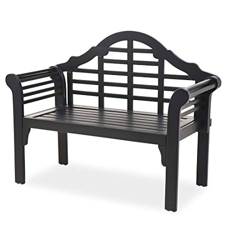 Plow & Hearth Weatherproof Lutyens Outdoor Bench | Holds Up To 400 lbs | Garden Patio Porch Park Deck | Wood | Black -  62A79-BK