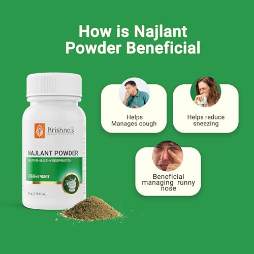 Image of Krishna's Najlant Powder - Herbal Respiratory Support for Lungs, Cough & Congestion Relief, No Artificial Colors or Flavors - 50 g (Pack of 1)
