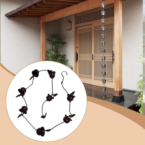 Cadena de lluvia para canalones de 2,40m con 8 soportes decorativos para jardín 8