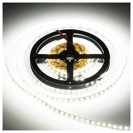 Brollux Professionella LED-remsor, 7 200 lumen, neutral vit, 24 V, 600 lysdioder, 5 m remsor, band, ränder, LED-list, LED-band, självhäftande, ljus, stark, dimbar