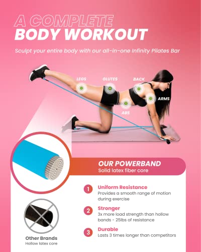 Ky Active Portable Pilates Bar Kit With 25Lbs Resistance Bands, Home Exercise System With Mini Pilates Ball And Bag, Adjustable Full Body Workout Bar (3 Piece Bar, Sky Blue) #TOP1