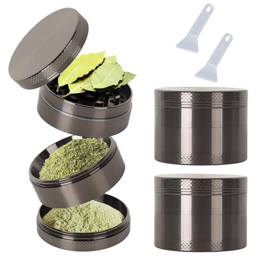 Grinder, lot de 2 moulins à herbes, broyeur pour épices, broyeur en acier inoxydable pour herbes sèches