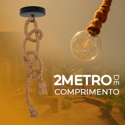 Kit 3 Luminária Pendente Duplo Corda Sisal Rústico 2m Lpcr22
