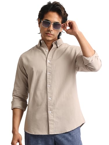 Image of MANIAC || Mens || Solid || Collared Neck || Full Sleeve || Oxford || Linen Blend Fabric || Shirt