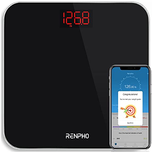 RENPHO Bathroom Scale for Body Weight,Digital Weighing Scale with BMI Trends,Smart App sync via Bluetooth,Easy-to-Read Backlit LED & Sturdy Tempered Glass,400 lbs, Black RENPHO Bathroom Scale for Body Weight,Digital Weighing Scale with BMI Trends,Smart App sync via Bluetooth,Easy-to-Read Backlit LED & Sturdy Tempered Glass,400 lbs, Black
