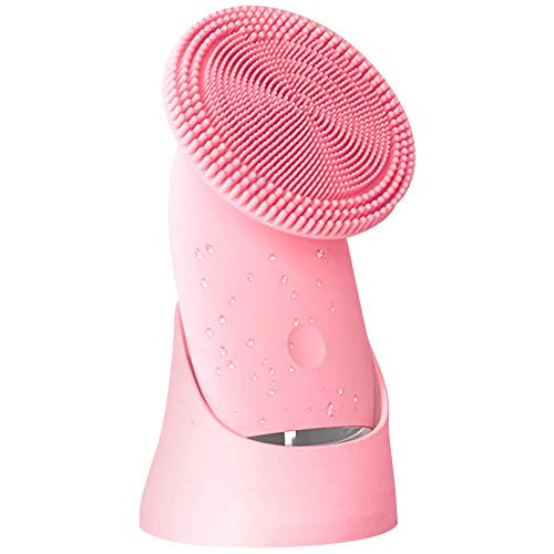 Sonic Facial Cleansing Brush, Silicone Face Scrubber with 5 Speed Modes, Waterproof Electric Face Wash Brush Device with Magnet Charger, for Deep Cleaning & Exfoliating & Massaging (Pink)