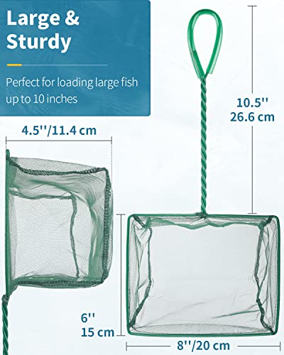 Image of Pawfly Aquarium Fish Net with Braided Metal Handle Square Net with Soft Fine Mesh Sludge Food Residue Wastes Skimming Cleaning Net for Fish Tanks Small Koi Ponds and Pools