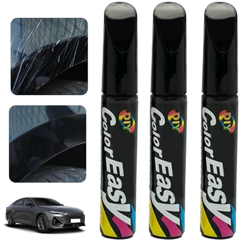 Benaewa 3 Pcs Car Touch Up Paint, Black Touch-Up Paints for Vehicles, Brush and Scratch Repair Pen 