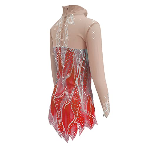Liuhuo Girls' Ice Skating Dress Stretchy Competition Women's Skating Wear Handmade Red #TOP3