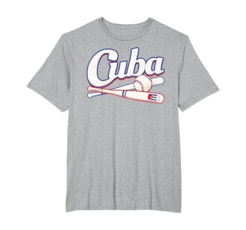 Cuba Shirt Baseball Cuban Flag T-Shirt, Men's Big and Tall, Heather Grey, 6X Tall