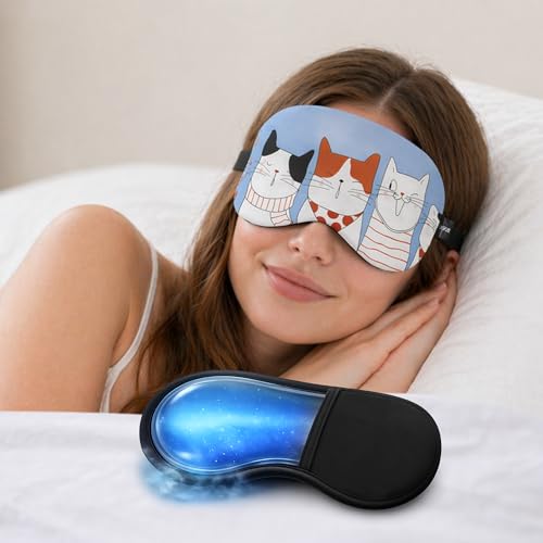 Image of Jenna Cute Gel Sleeping Eye Shade Mask Cover For Insomnia, Meditation, Puffy Eyes And Dark Circles 5 Kitty Blue